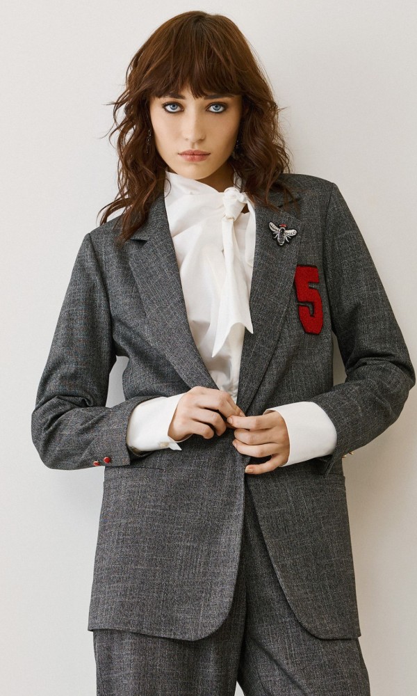 Grey Jacket With Embroidered Details Grey Jacket With Embroidered Details