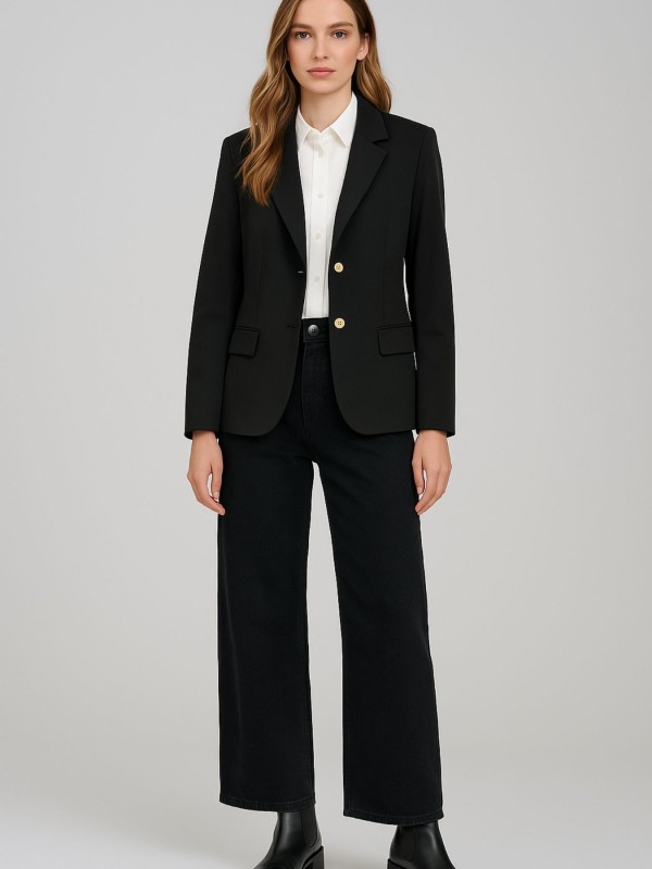 Classic Black Jacket with Gold Buttons