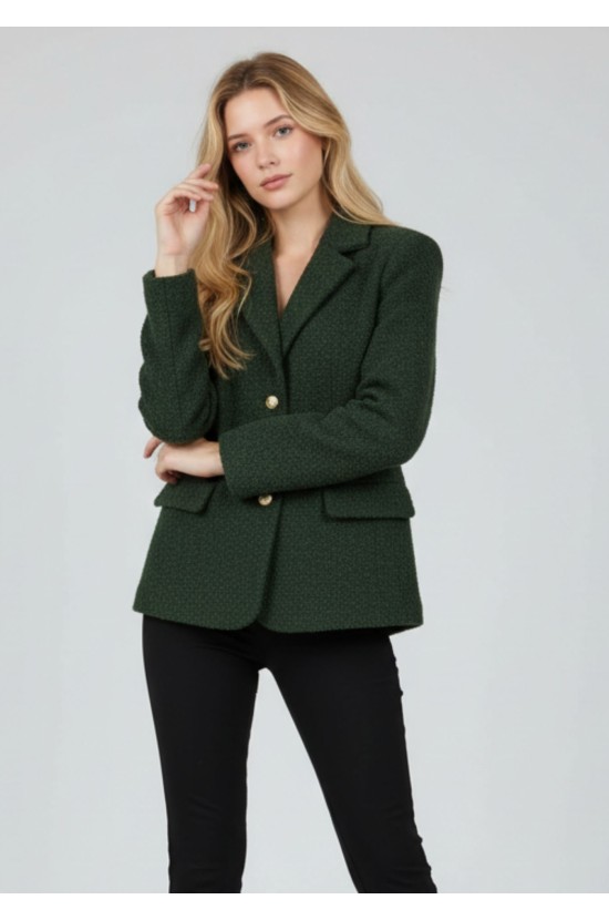 Πράσινο Μπουκλέ Σακάκι Πράσινο Μπουκλέ Σακάκι