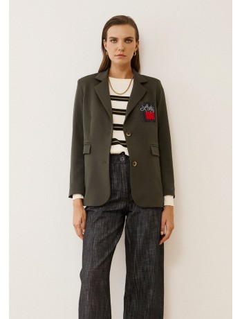 Boyfriend jacket in khaki with denim back Boyfriend jacket in khaki with denim back