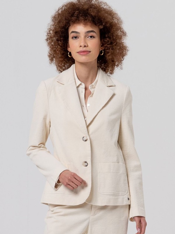 Ecru Jacket with a Corduroy Texture