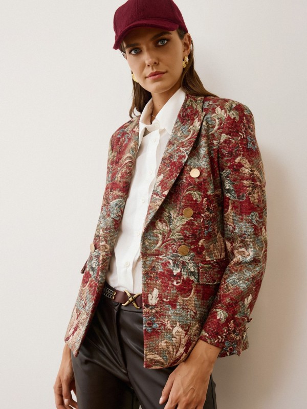 Embroidered Bordeaux Jacket