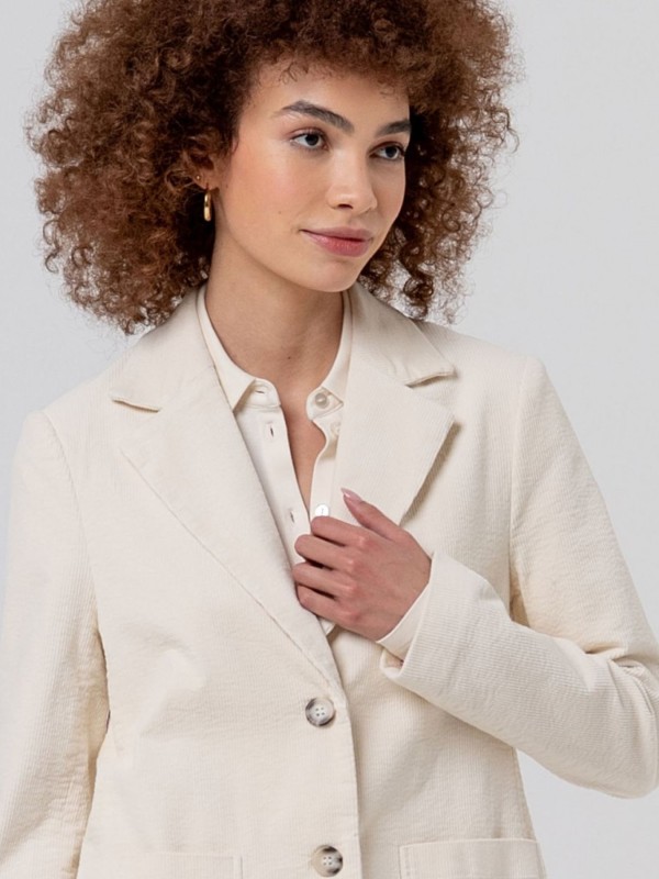 Ecru Jacket with a Corduroy Texture