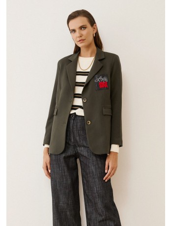 Boyfriend jacket in khaki with denim back Boyfriend jacket in khaki with denim back
