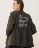 Σακάκι Boyfriend χακί με Denim πλάτη