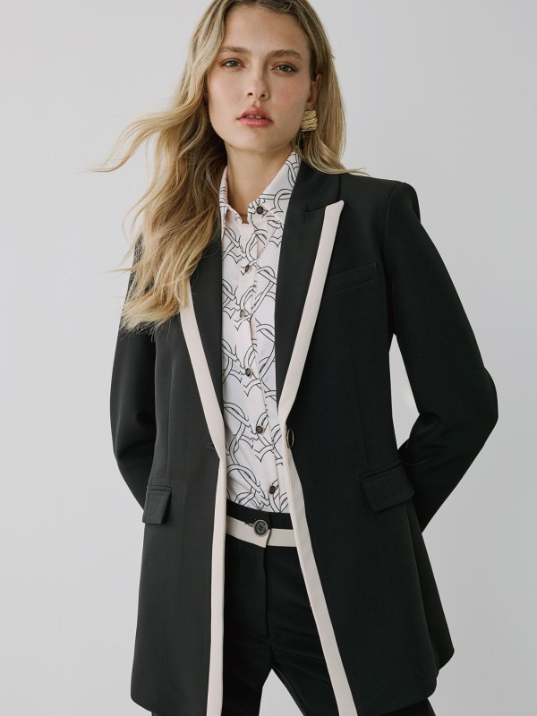 Σακάκι Μαύρο Με Λευκή Ρίγα Σακάκι Μαύρο Με Λευκή Ρίγα