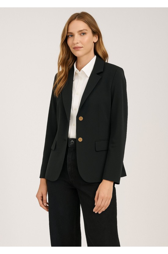 Κλασικό Μαύρο Σακάκι με Χρυσά Κουμπιά