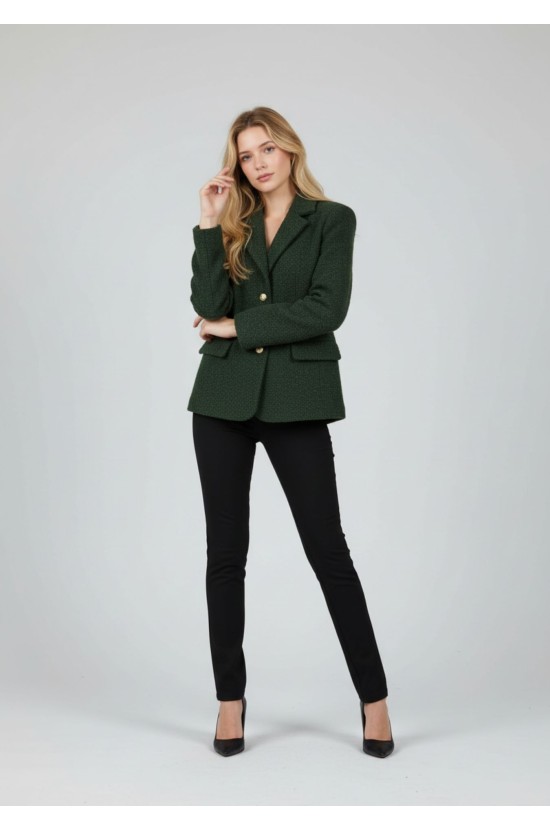 Πράσινο Μπουκλέ Σακάκι Πράσινο Μπουκλέ Σακάκι