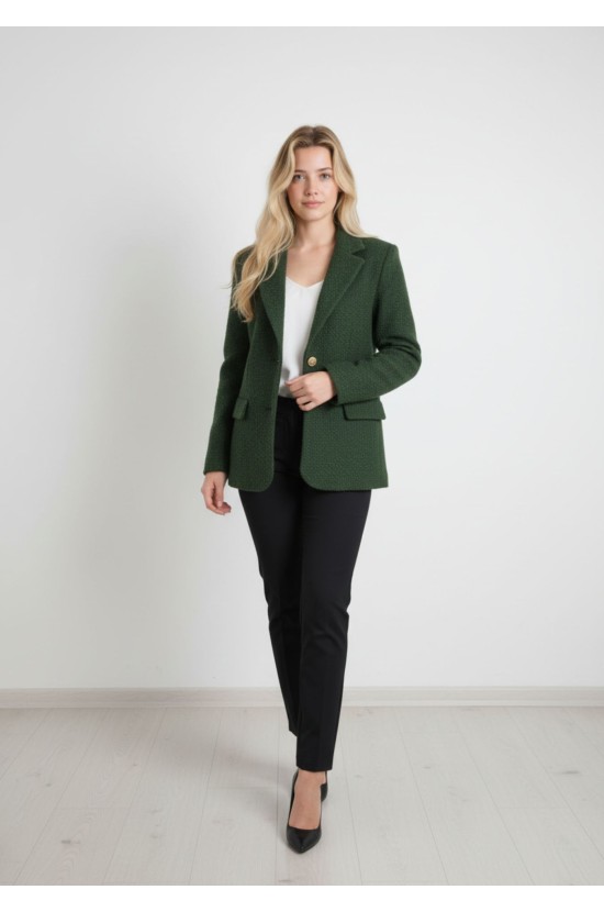Πράσινο Μπουκλέ Σακάκι Πράσινο Μπουκλέ Σακάκι