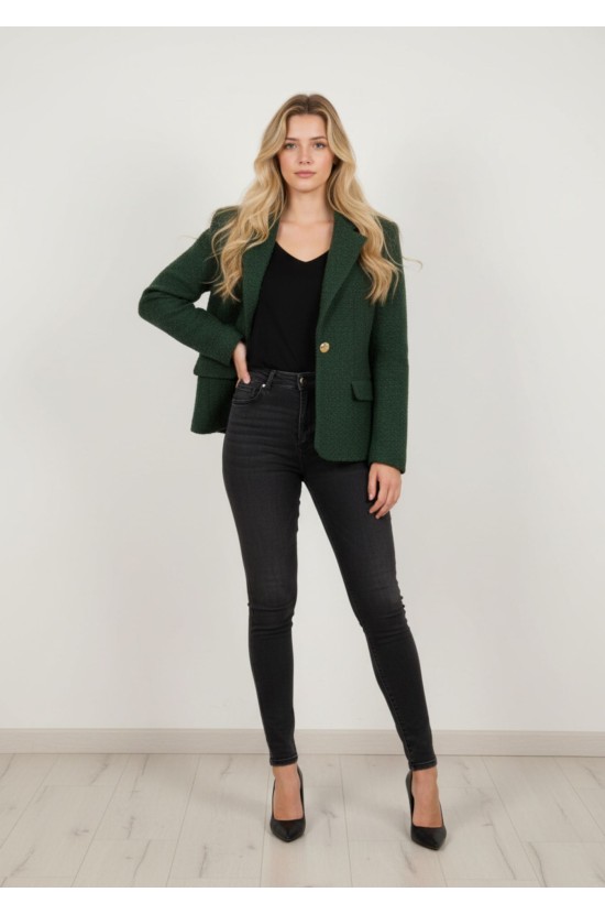 Πράσινο Μπουκλέ Σακάκι Πράσινο Μπουκλέ Σακάκι