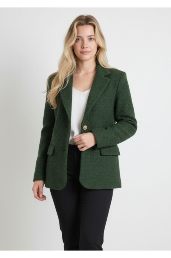 Πράσινο Μπουκλέ Σακάκι Πράσινο Μπουκλέ Σακάκι