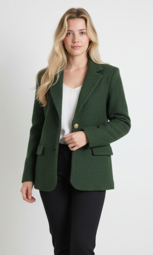 Πράσινο Μπουκλέ Σακάκι Πράσινο Μπουκλέ Σακάκι