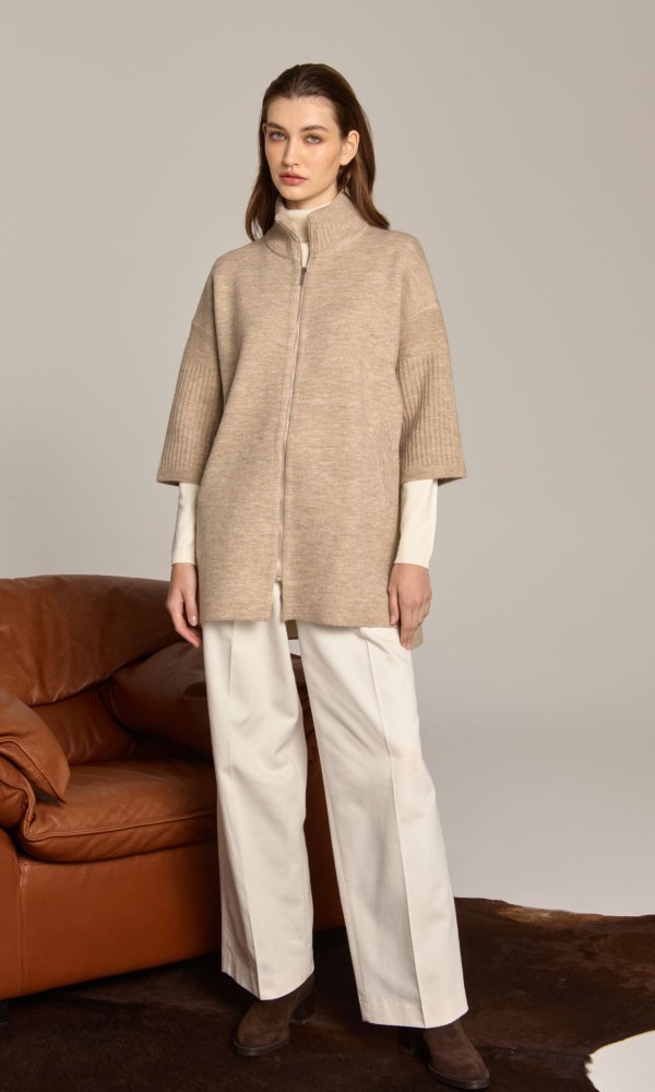 Cardigan Beige With Zipper Cardigan Beige With Zipper