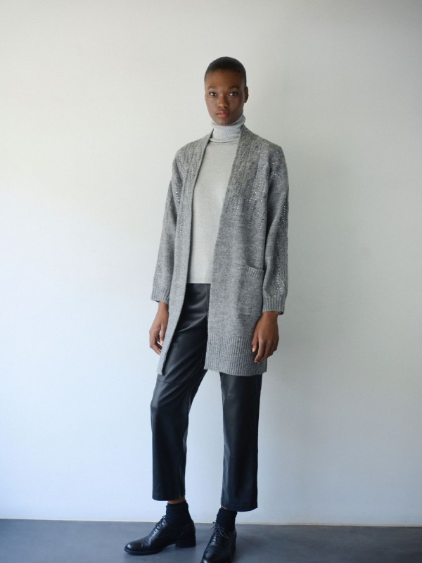 Ζακέτα Γκρι Μακριά