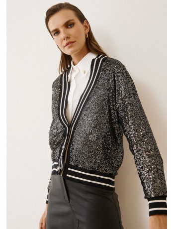 Jacket with Puff Sleeves and Striped Details Jacket with Puff Sleeves and Striped Details