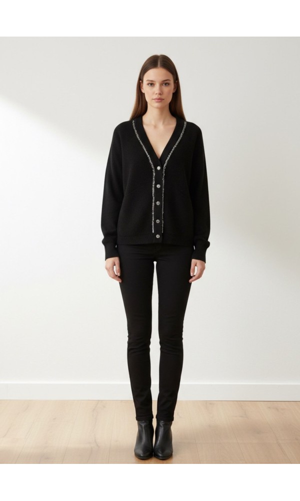 Μαύρη Ζακέτα με Διακριτική Λάμψη