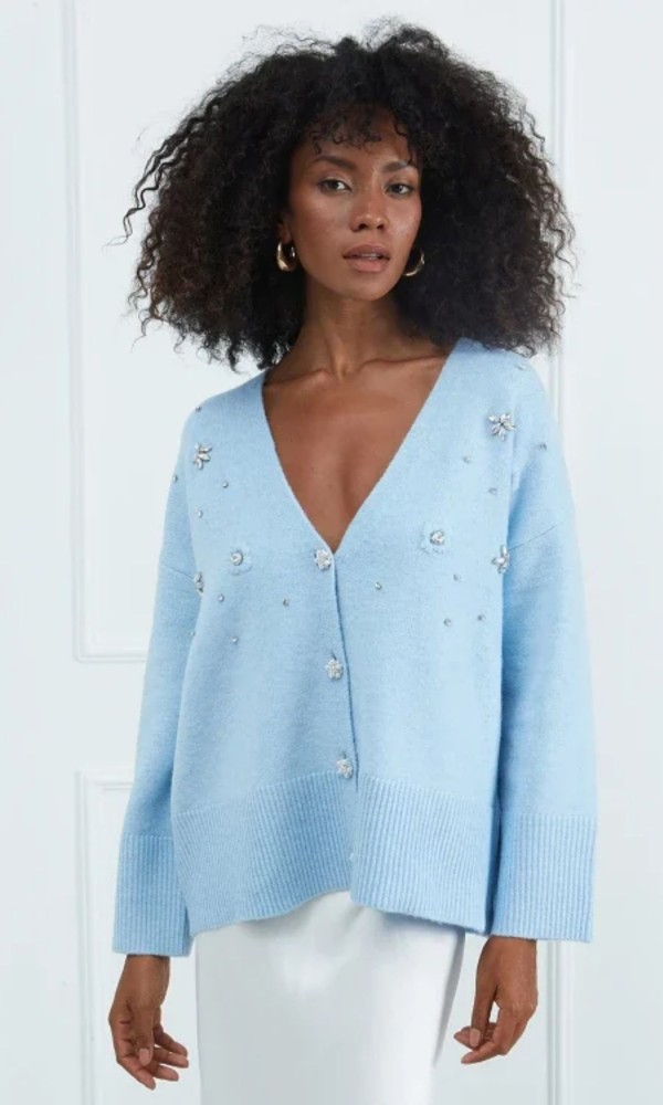 Ζακέτα Baby Blue Με Στρας