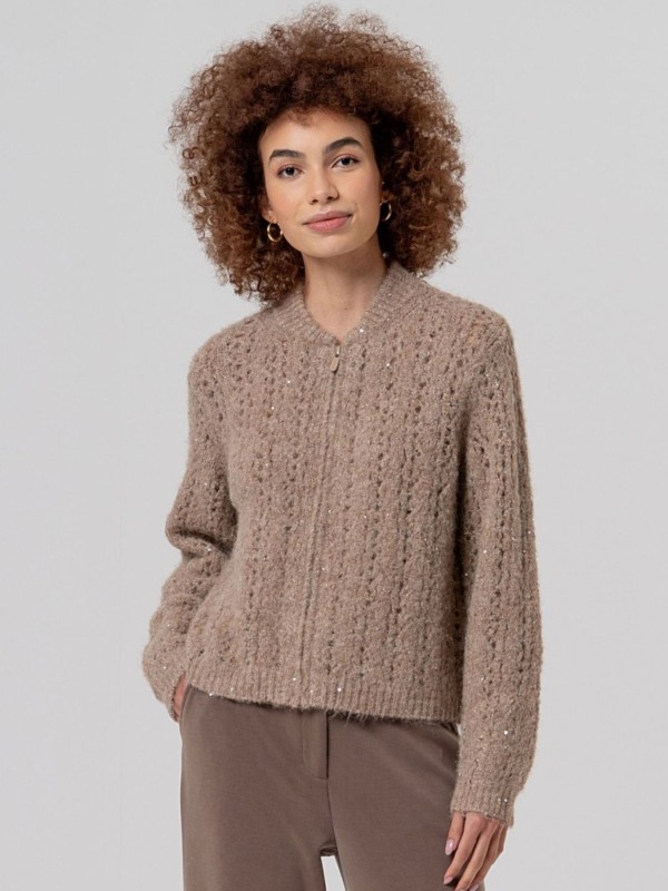 Beige Bomber-Style Jacket