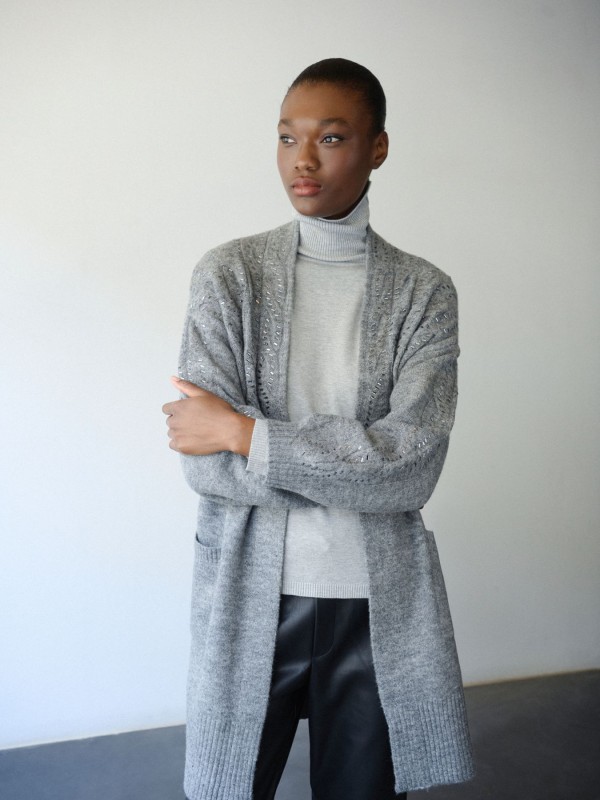 Ζακέτα Γκρι Μακριά