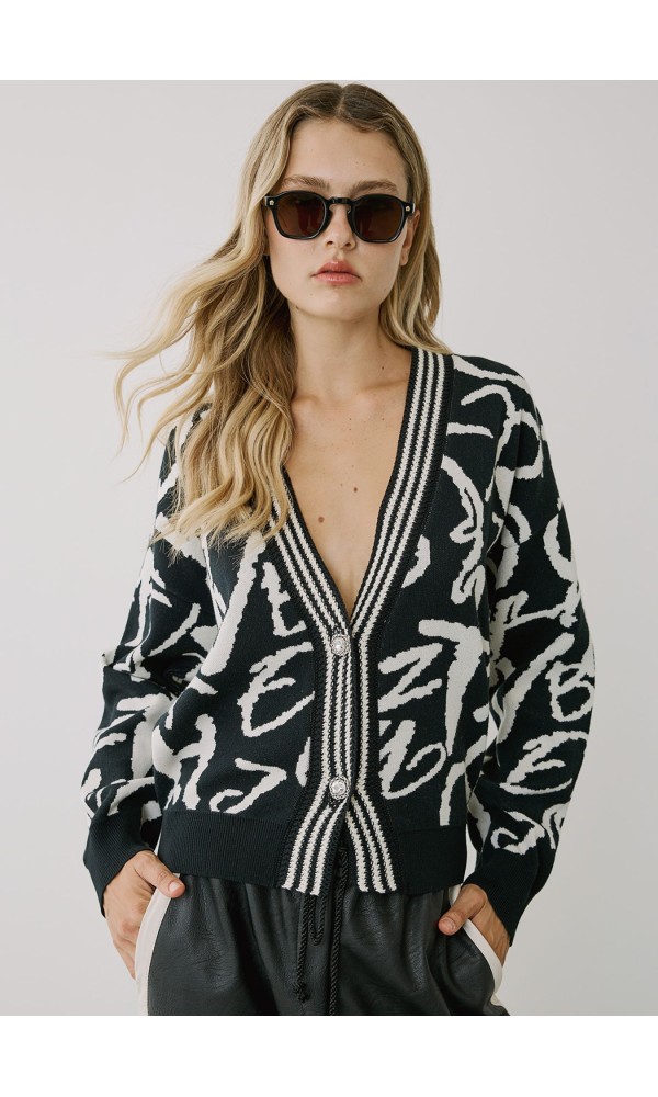 Ζακέτα Κοντή Ασπρόμαυρη