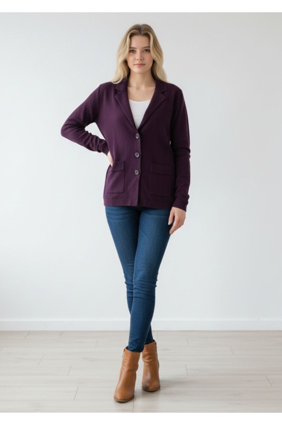 Ζακέτα Σακάκι σε Μωβ Απόχρωση με Κουμπιά