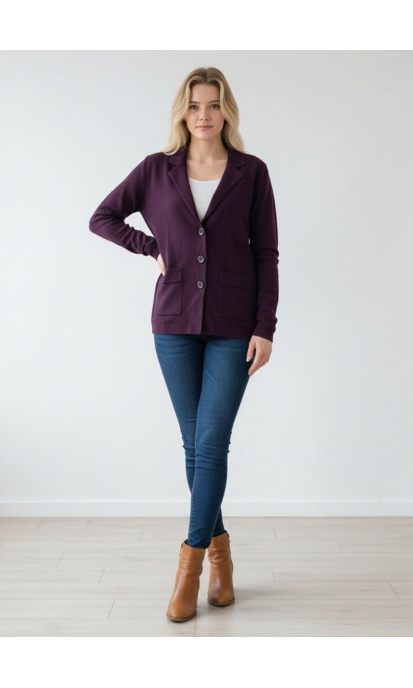Ζακέτα Σακάκι σε Μωβ Απόχρωση με Κουμπιά