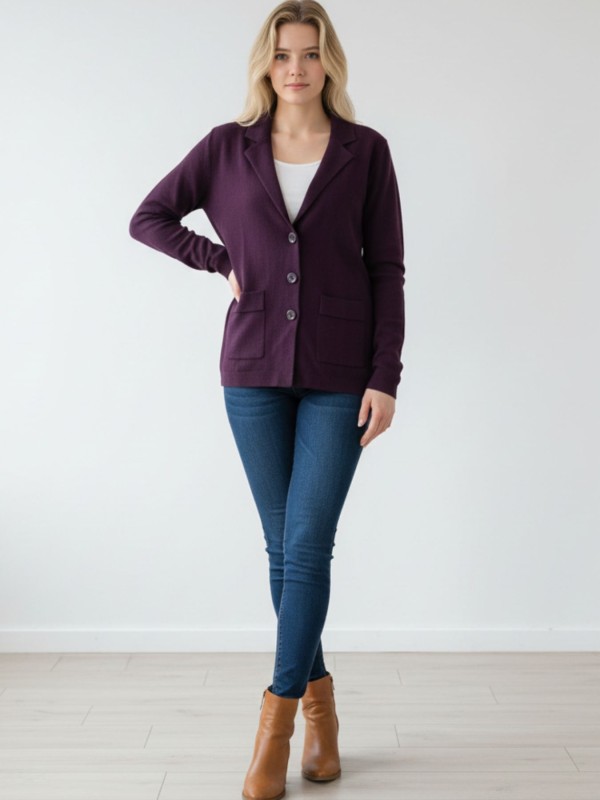 Ζακέτα Σακάκι σε Μωβ Απόχρωση με Κουμπιά