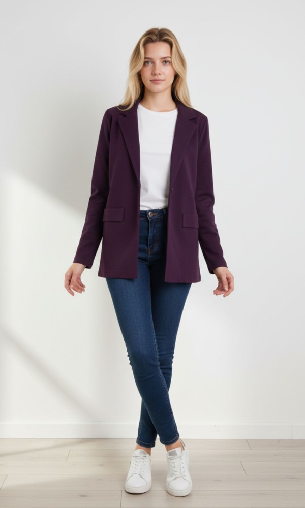 Ζακέτα Σακάκι σε Μωβ Απόχρωση με Κουμπιά