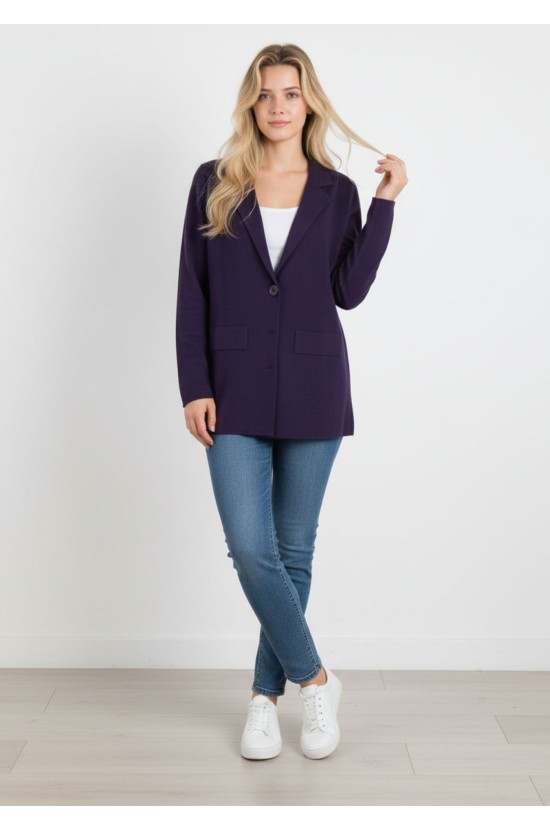 Ζακέτα Σακάκι σε Μωβ Απόχρωση με Κουμπιά