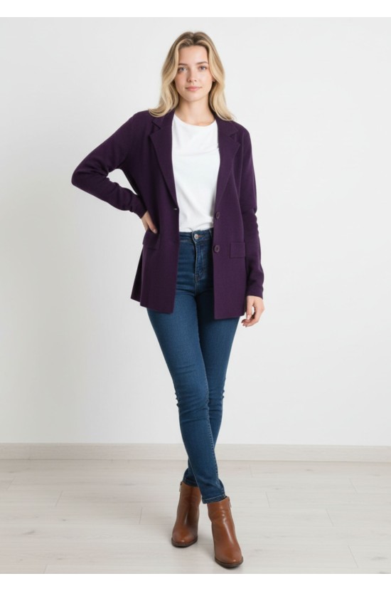 Ζακέτα Σακάκι σε Μωβ Απόχρωση με Κουμπιά