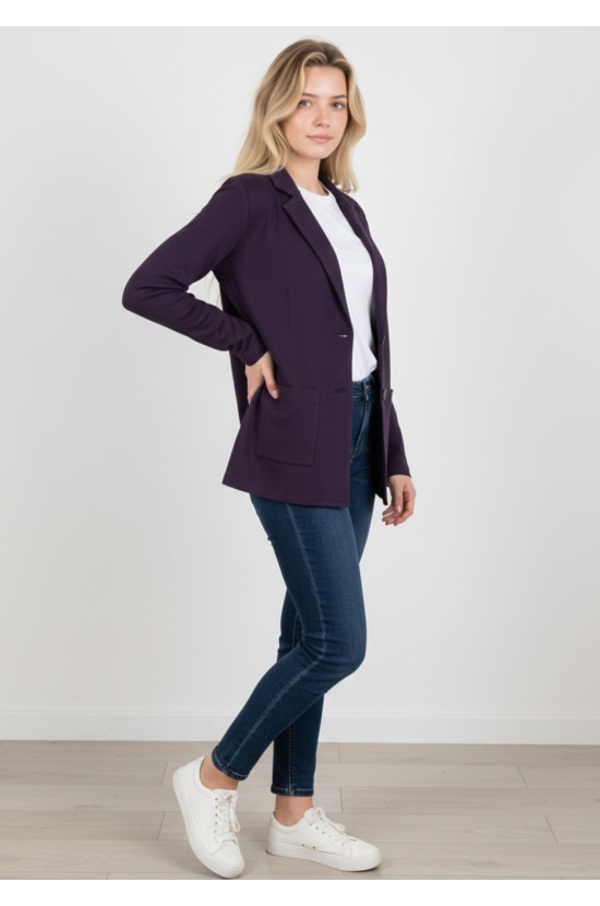 Ζακέτα Σακάκι σε Μωβ Απόχρωση με Κουμπιά