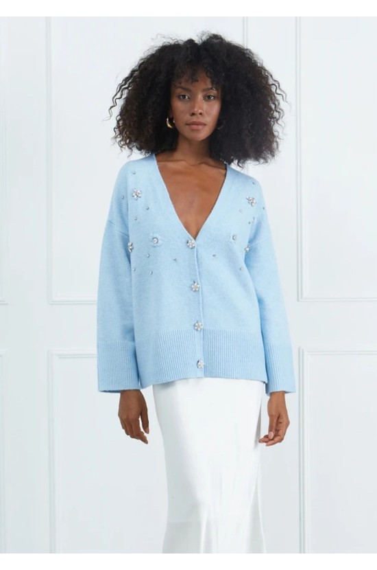 Ζακέτα Baby Blue Με Στρας