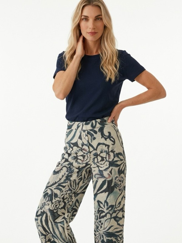 Floral Wide Leg Παντελόνα