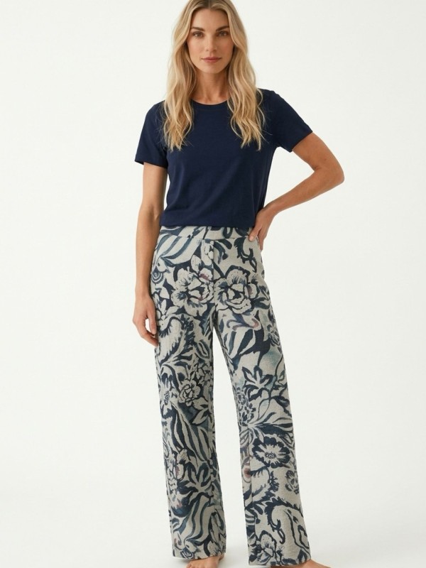 Floral Wide Leg Παντελόνα
