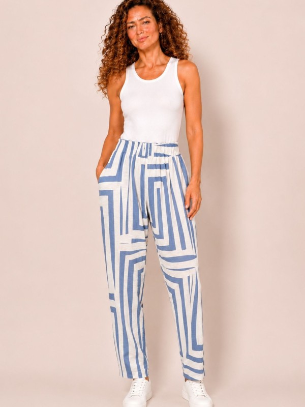 Pants with a Light Blue Pattern 