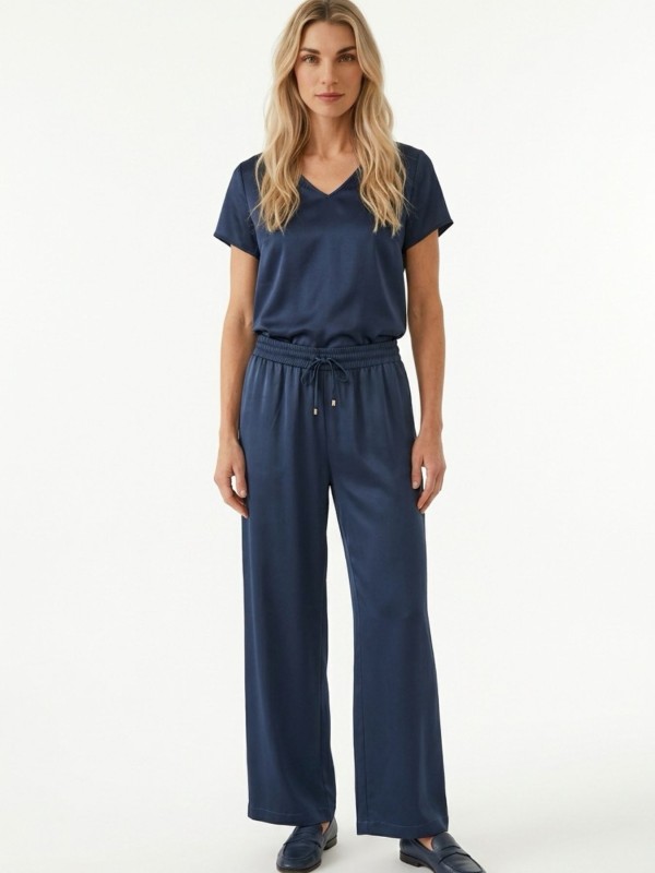 Satin Leggings with Elastic Waistband