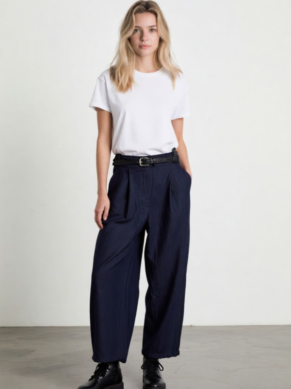 Wide Leg Τζιν Παντελόνα με Ψηλή Μέση