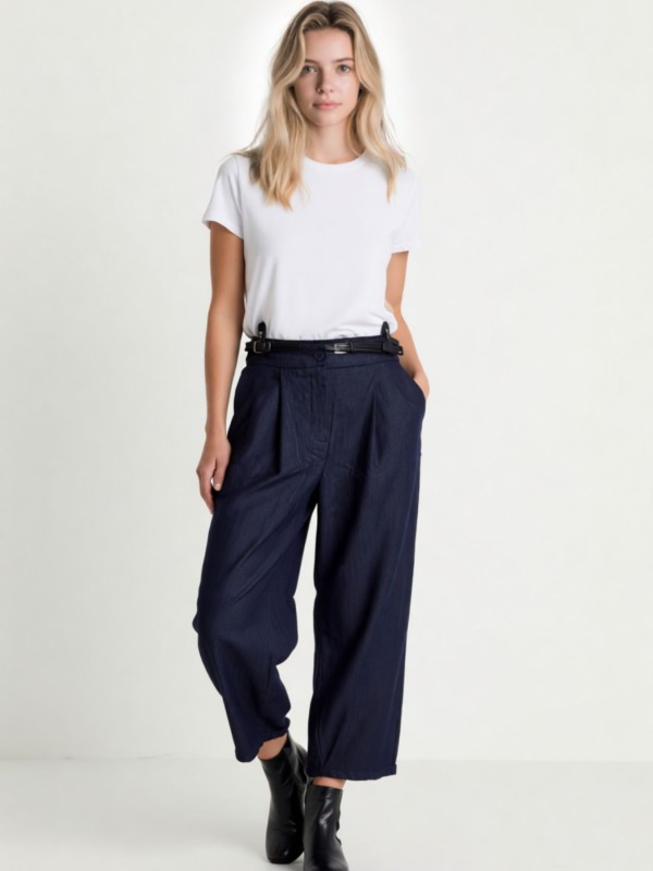 Wide Leg Τζιν Παντελόνα με Ψηλή Μέση