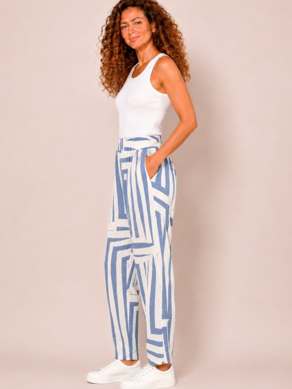 Pants with a Light Blue Pattern 