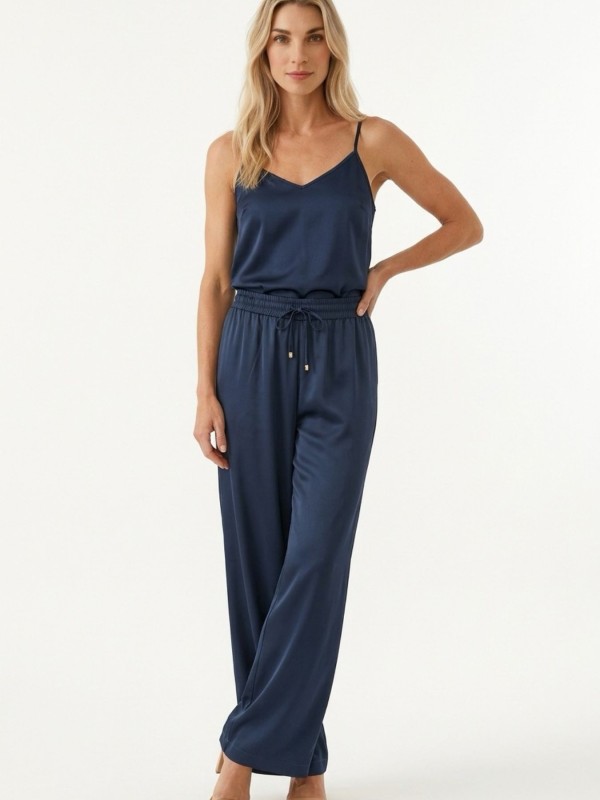 Satin Leggings with Elastic Waistband