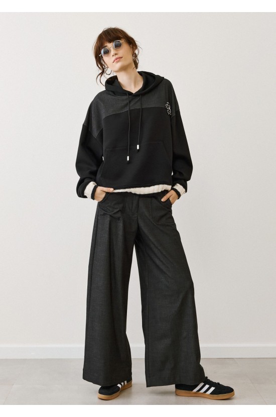 Gray Black Wide Leg Pants