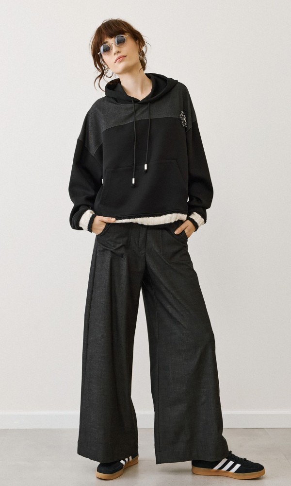 Gray Black Wide Leg Pants Gray Black Wide Leg Pants