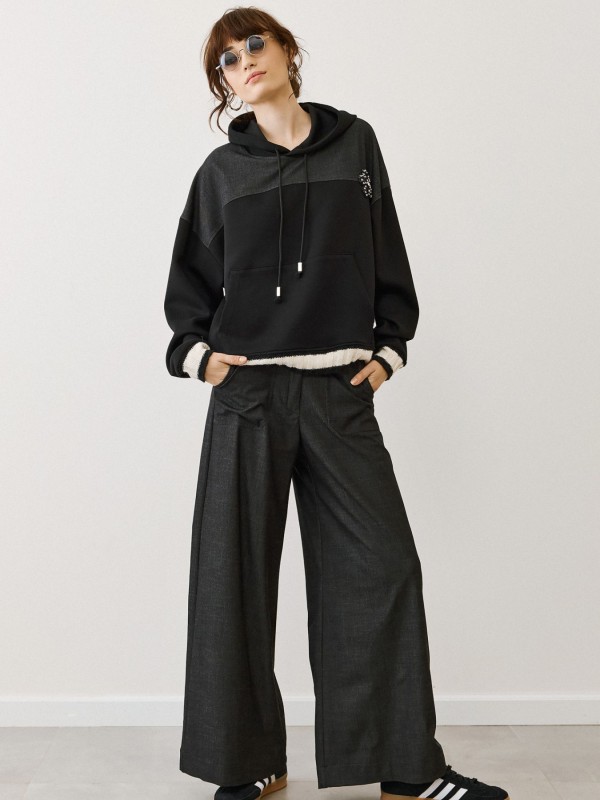 Gray Black Wide Leg Pants Gray Black Wide Leg Pants