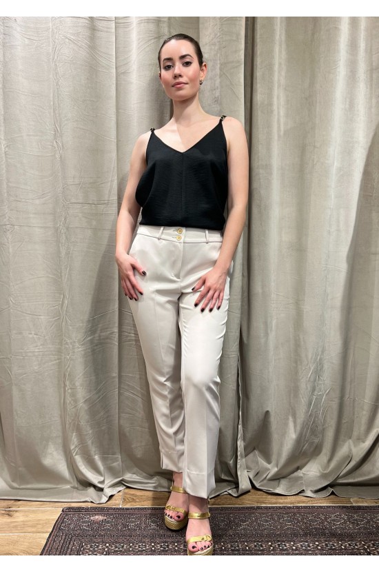 Ecru Pants With Elastic