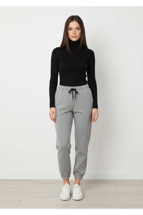 Γκρι Jogger Παντελόνι με Λάστιχο Γκρι Jogger Παντελόνι με Λάστιχο