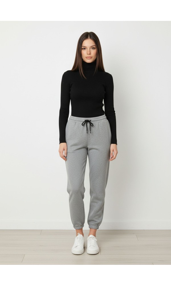 Γκρι Jogger Παντελόνι με Λάστιχο
