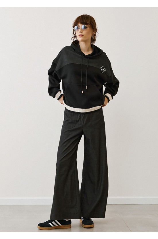 Gray Black Wide Leg Pants