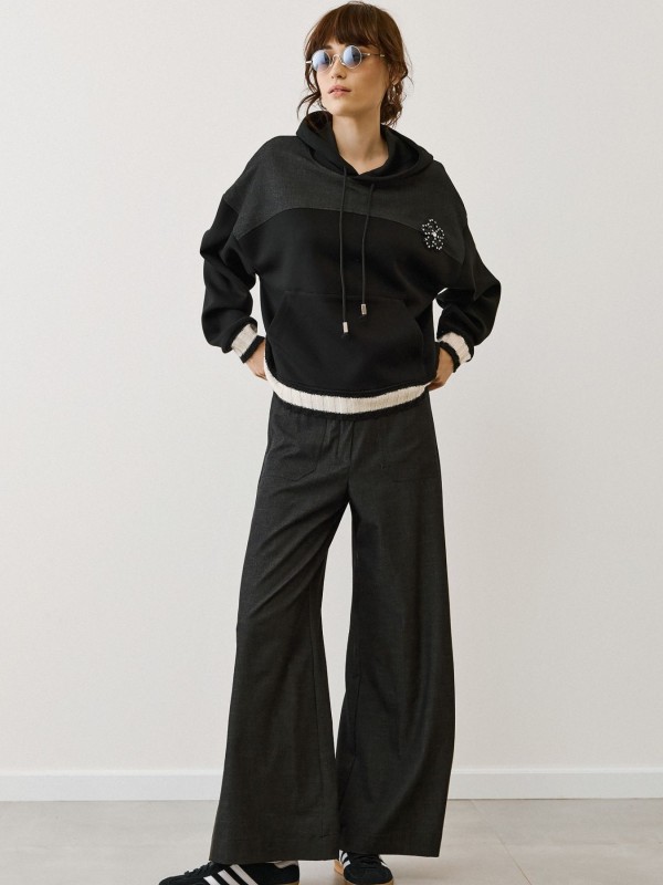 Gray Black Wide Leg Pants Gray Black Wide Leg Pants