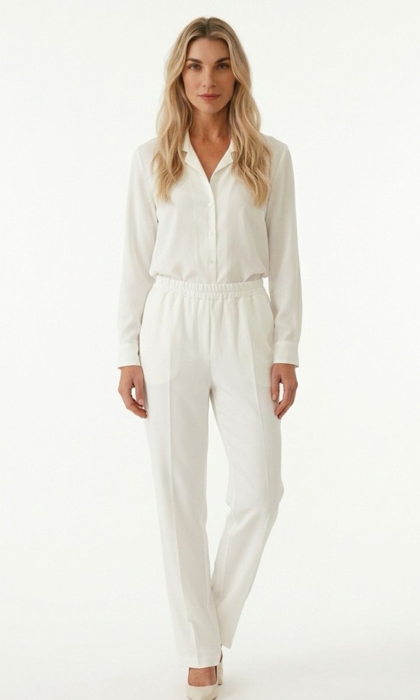 Λευκό Παντελόνι Με Λάστιχο