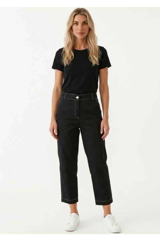 Μαύρο Παντελόνι Με Λευκές Ραφές